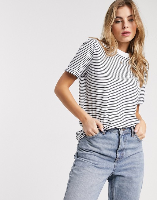 Pieces t-shirt in white and navy stripe