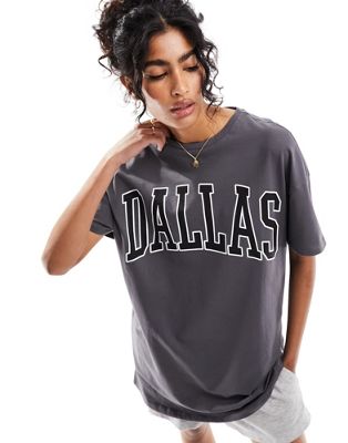 Pieces 'Dallas' longline t-shirt in grey - ASOS Price Checker