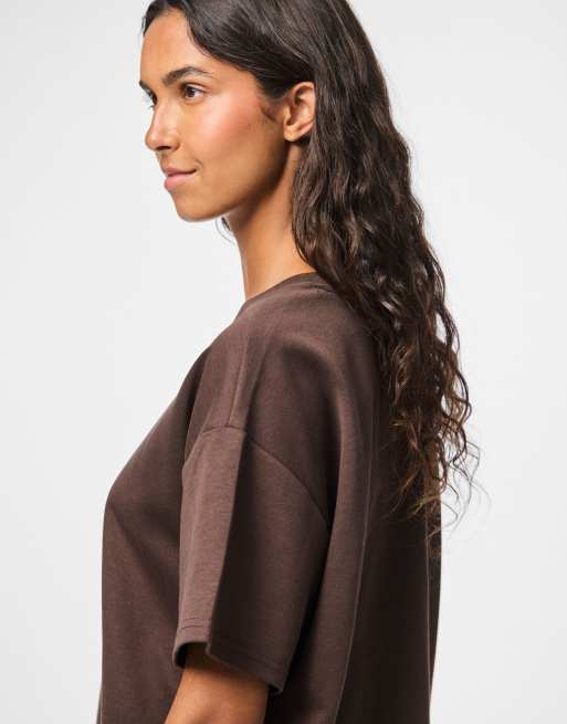Pieces t-shirt oversize en marron chaud, 4 de 6