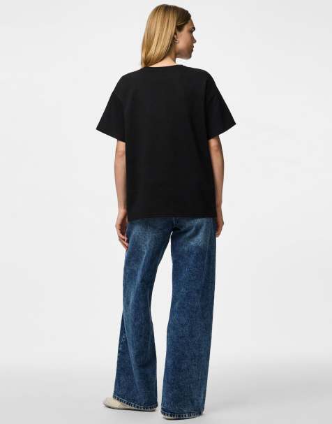 Pieces - T-shirt oversize nera - view 1