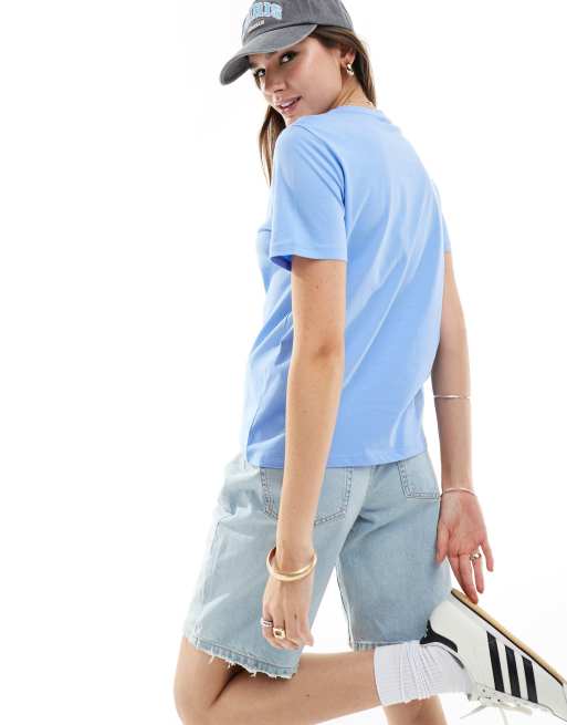 Pieces - T-shirt squadrata blu polvere, 3 di 4