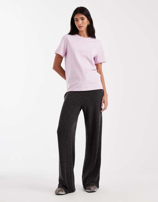 Pieces - T-shirt squadrata color orchidea 