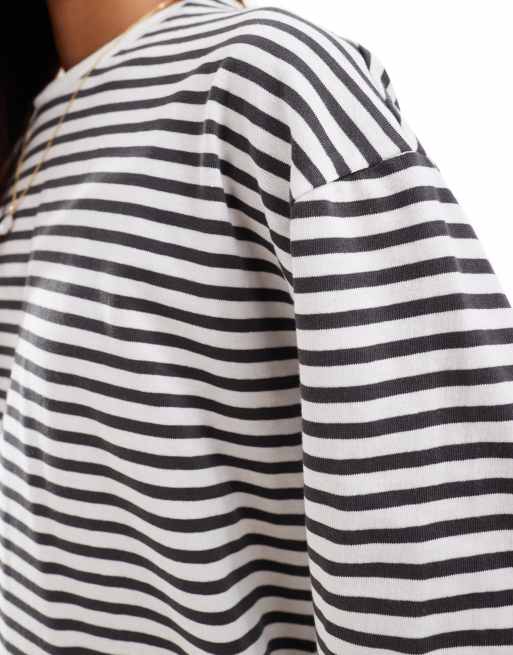 Pieces – T-shirt z długim rękawem w szare paski, 3 z 4