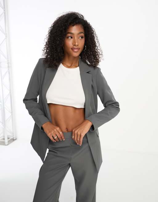 Pieces tailored blazer co ord in charcoal ASOS