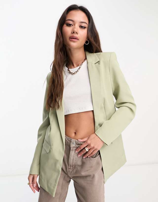 Pieces tailored blazer in pale green