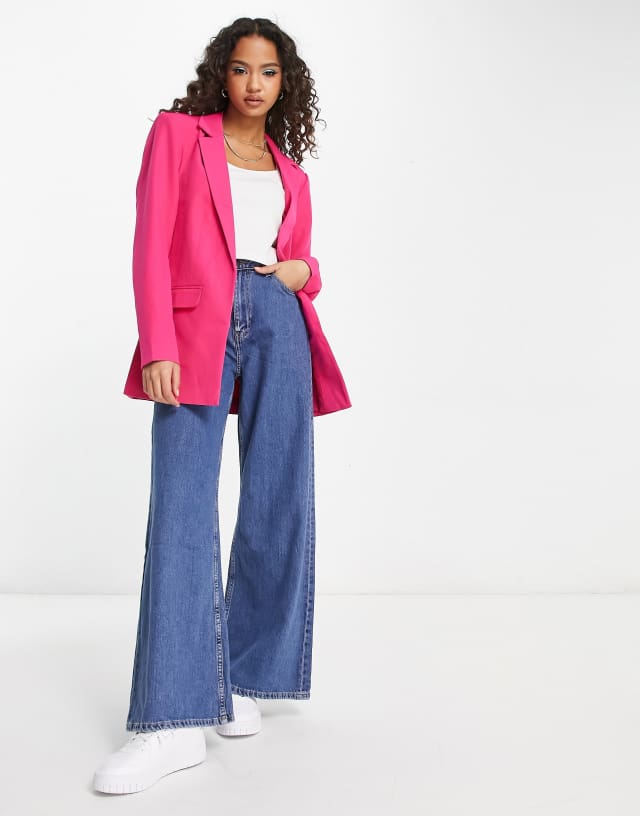 Pieces tailored blazer in pink