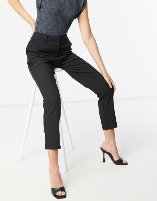 Pieces tailored cigarette pants in black