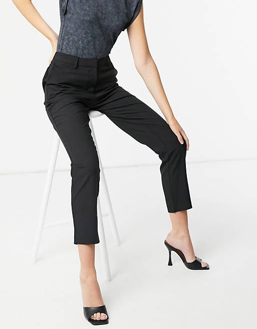 Pieces tailored cigarette trousers in black | ASOS