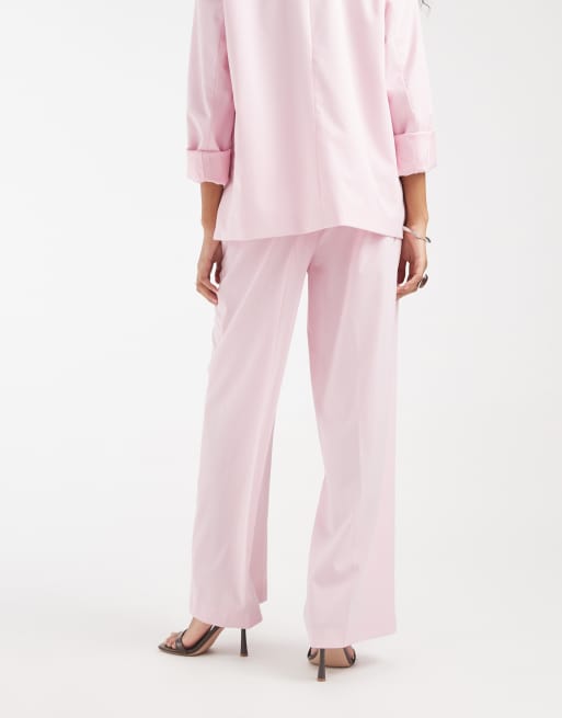 Pieces tailored high waist wide leg trousers co-ord in roseate pink, 5 of 5