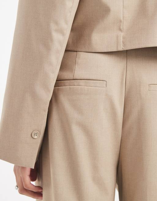 PIECES tailored high waisted wide leg pants in beige (Part of a set), 5 of 5