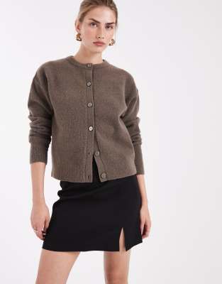 Pieces Tailored Notch Front Mini Skirt In Black
