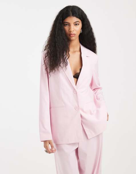 Pieces tailored oversized blazer co-ord in roseate pink - view 1