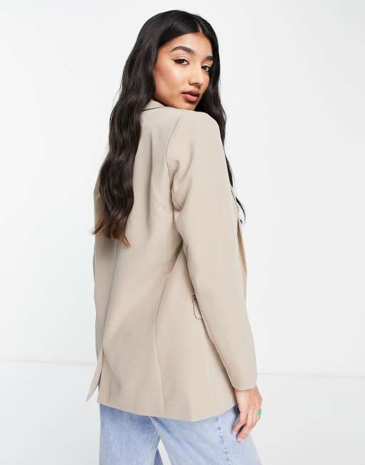 Pieces tailored oversized blazer in beige