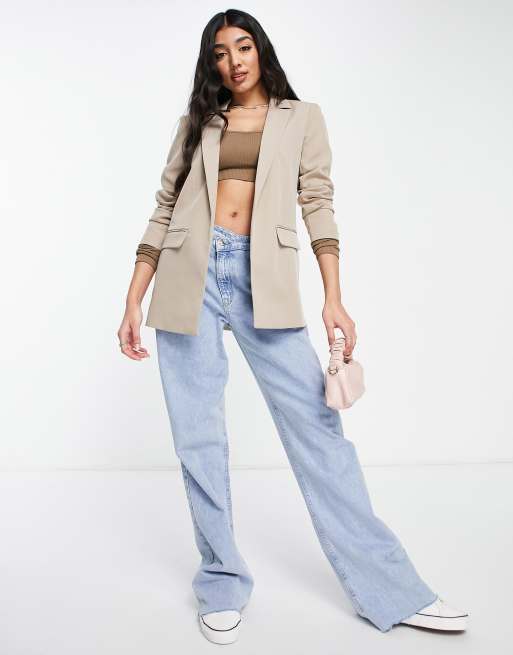 Oversized-fit Structured Blazer Beige