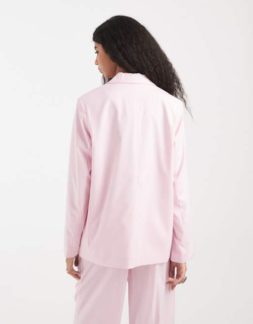 Pieces tailored oversized blazer in roseate pink (part of a set), 4 of 4