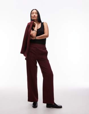 Pieces Tailored Pants In Burgundy