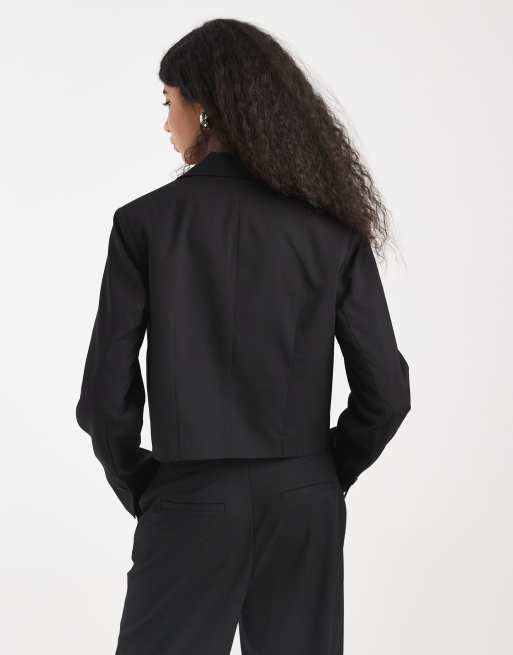 Pieces tailored short blazer in black - part of a set, 4 of 4