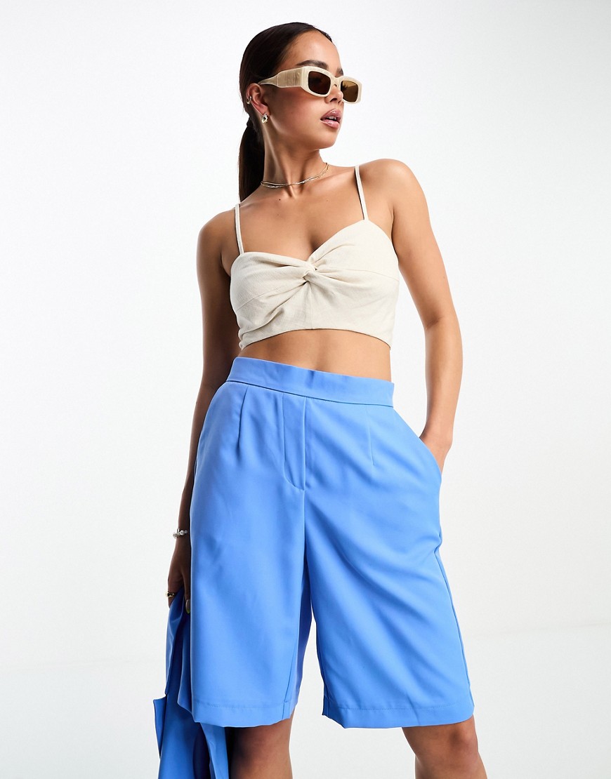 Pieces tailored shorts co-ord in blue