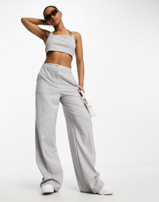 Pieces tailored trousers co-ord in grey - ASOS Price Checker