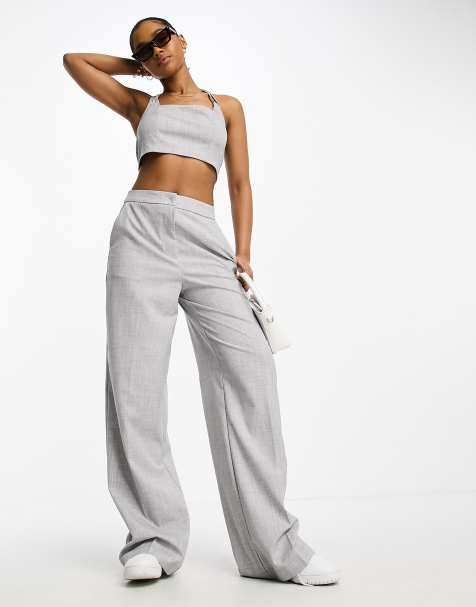 Pieces tailored trousers co-ord in grey - view 1