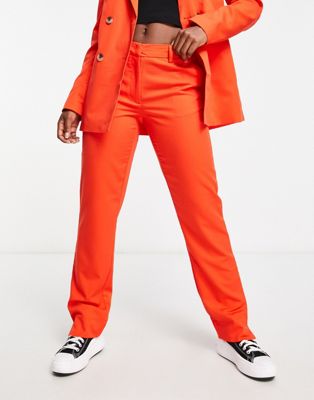 Pieces tailored trousers co-ord in red