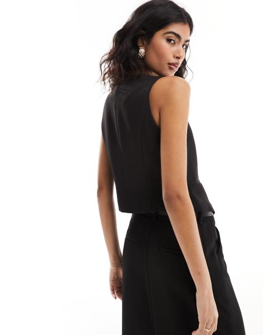 Pieces tailored waistcoat co-ord in black, 4 of 4