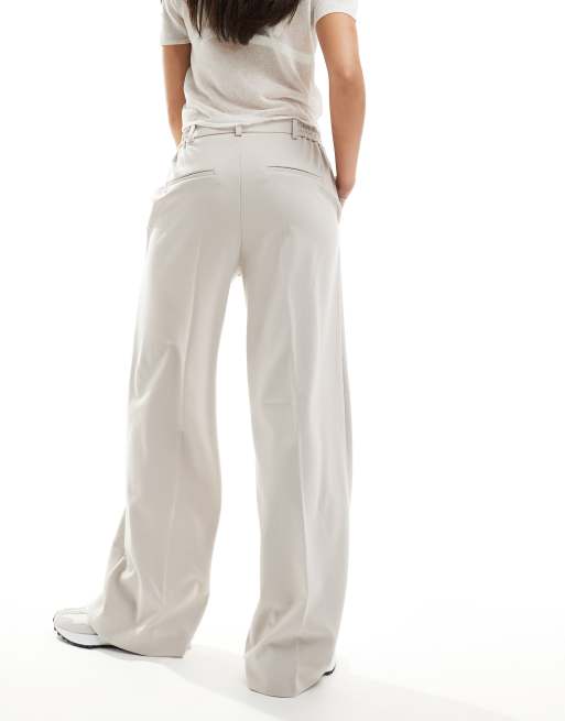 Pieces tailored wide leg pants in light gray, 2 of 5