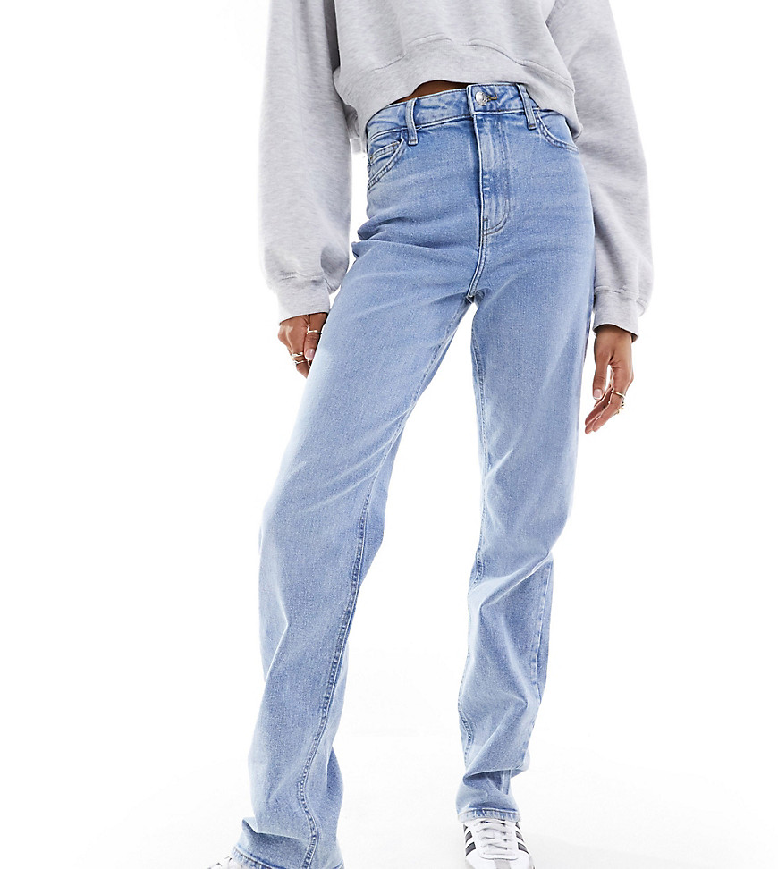 Pieces Tall Bella High Waisted Straight Leg Jeans In Light Blue