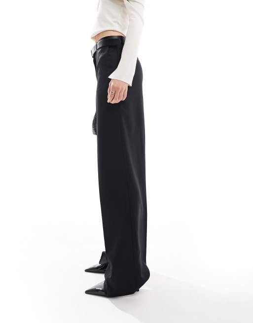 Pieces Tall - Broek met plooien voor en figuurnaden in zwart, 3 van 5