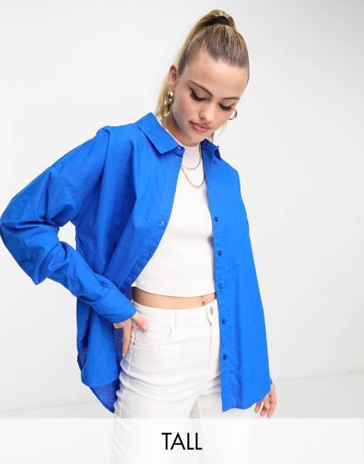 Pieces Tall - Camicia ampia blu acceso