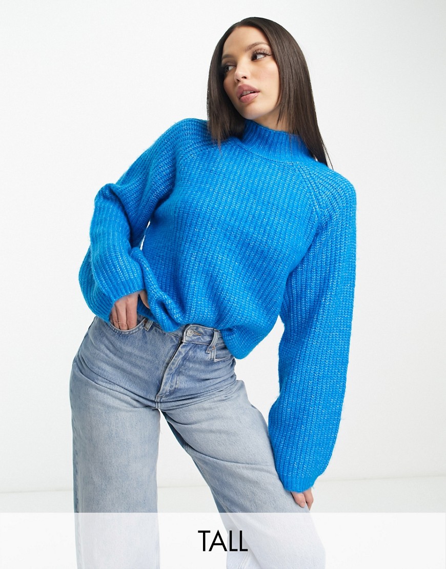 Pieces Tall exclusive textured sweater in bright blue