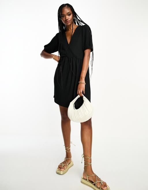 Black v neck smock dress best sale