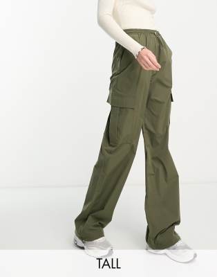 Pieces Tall Pieces Tall exclusive toggle drawstring cargo trousers in khaki-Green