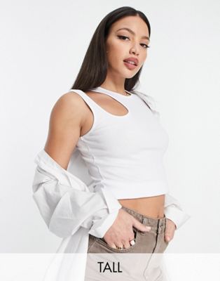 Pieces Tall exclusive cut out racer neck vest in white  - ASOS Price Checker