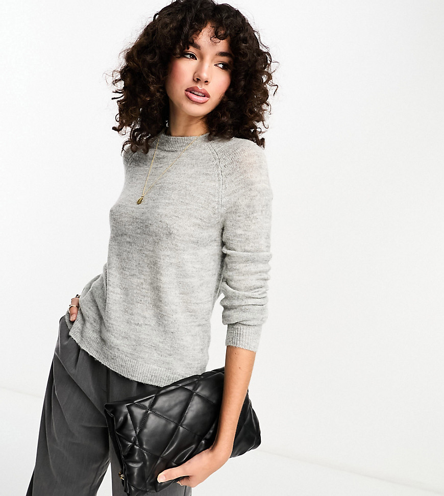 Pieces Tall High Neck Sweater In Light Gray Heather