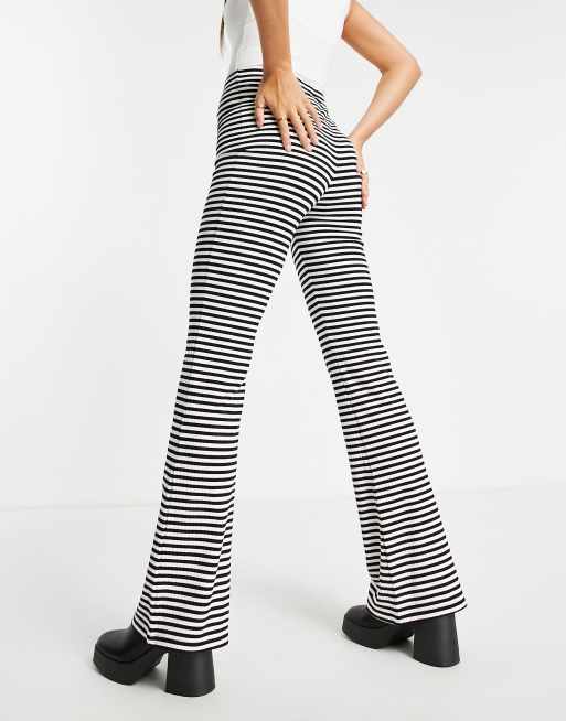 High waisted striped sales flare pants