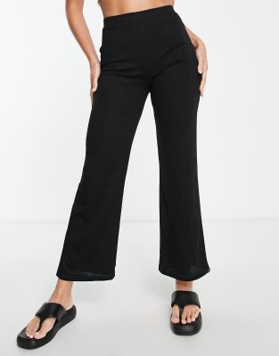 black wide leg ankle pants