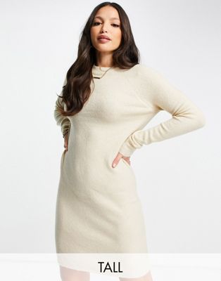 Pieces Tall jumper dress in stone