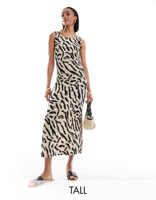 Mango jurk met dierenprint bruin