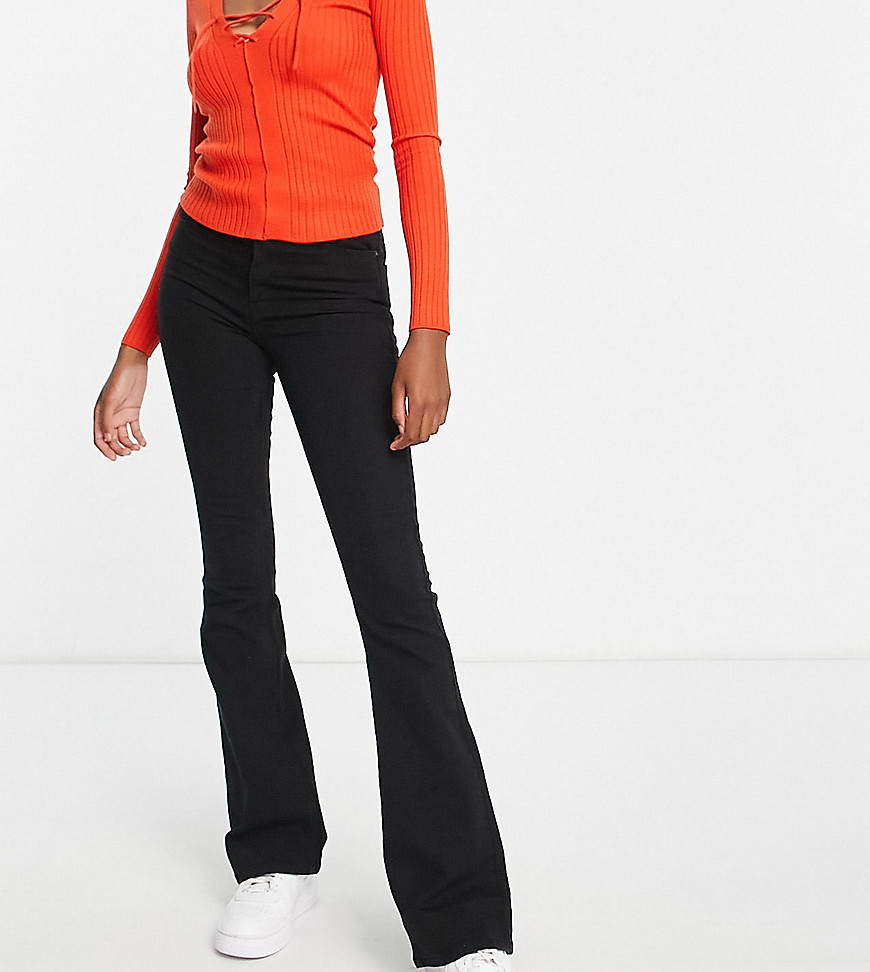 Pieces Tall Peggy High Rise Flare Jeans In Black
