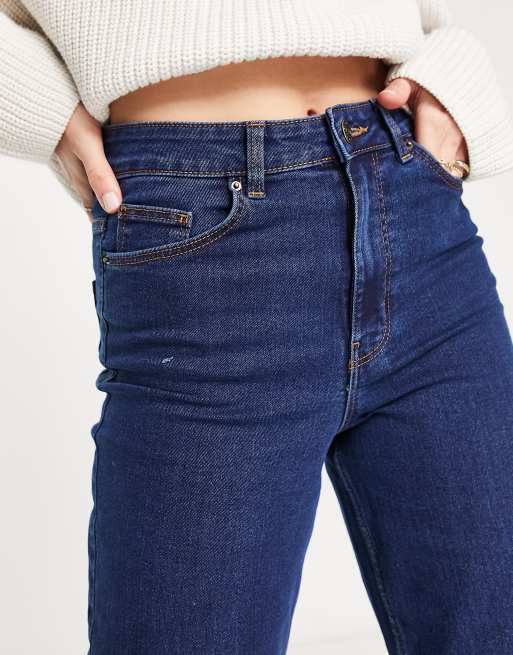 Pieces Tall Peggy high rise wide leg jeans in dark blue, 3 of 4