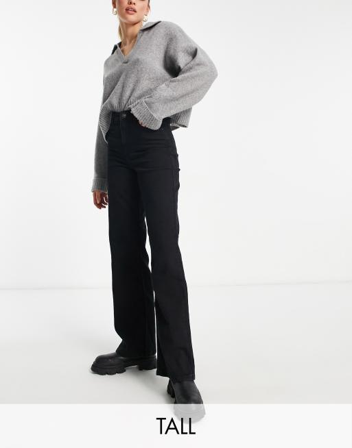 Pieces Tall - Peggy - Jeans a fondo ampio neri a vita alta