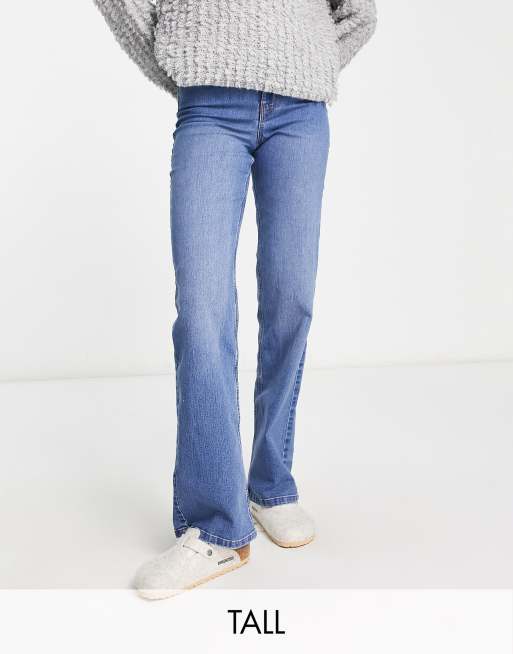 Pieces - Tall - Peggy - Jeans met wijde pijpen en hoge taille in medium blauw
