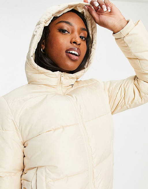  Pieces Tall recycled blend padded puffer jacket in cream 