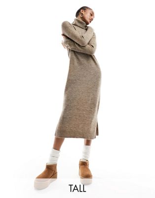 Pieces Tall roll neck maxi jumper dress in stone - ASOS Price Checker