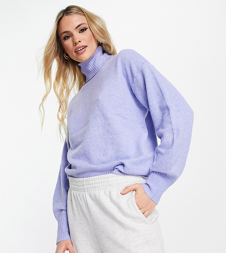 Pieces Tall roll neck jumper in baby blue