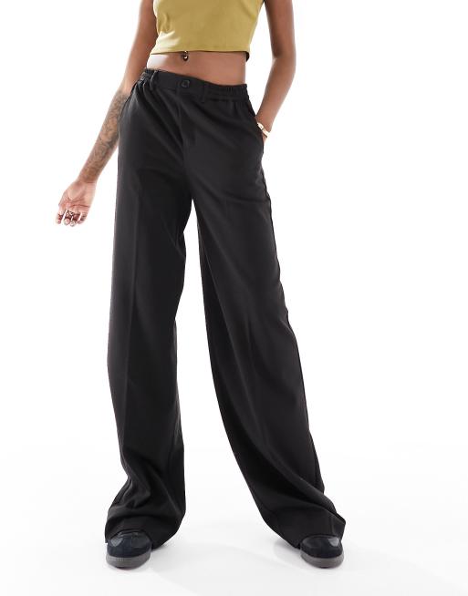 Pieces Tall tailored wide leg heavyweight pants in black