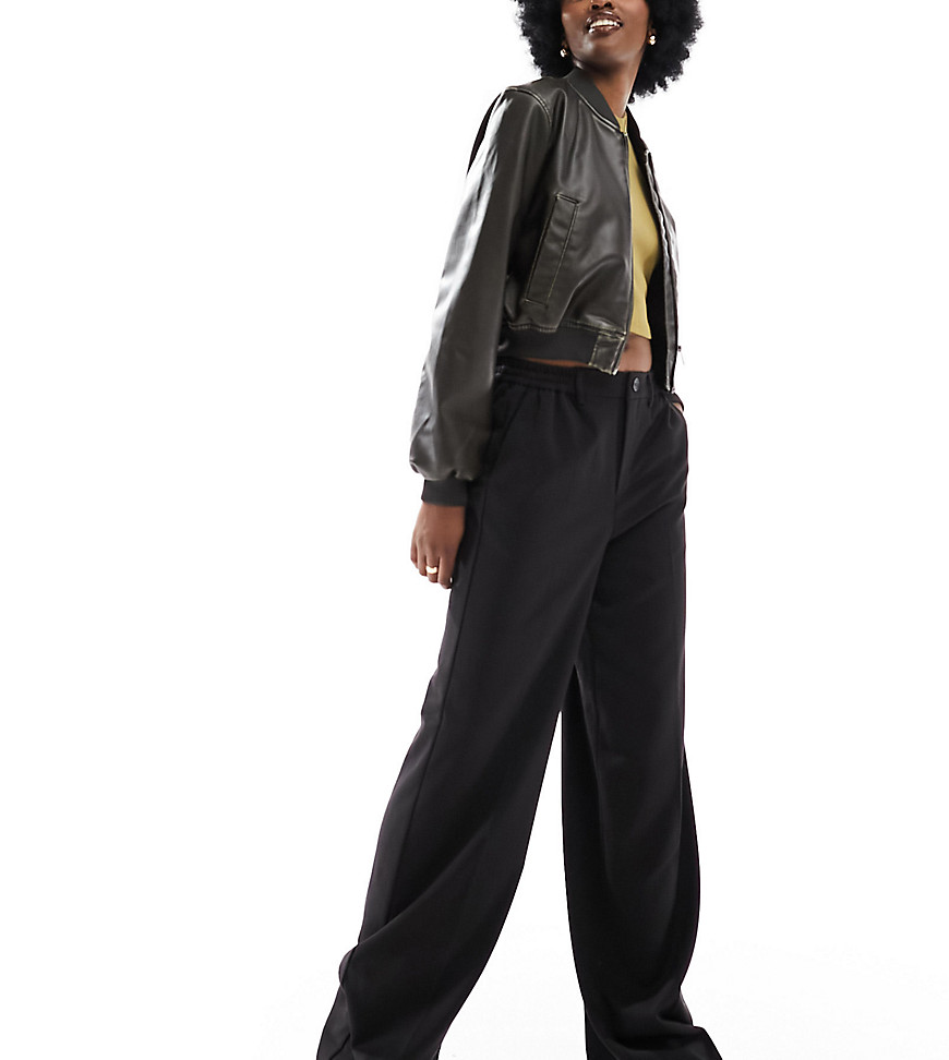 Pieces Tall tailored wide leg trousers in black