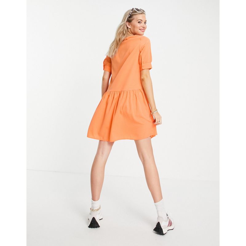 e7Kxt Donna Pieces Tall - Vestito grembiule corto arancione con bottoni