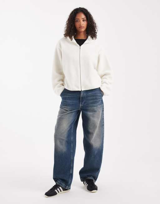 Pieces teddy hooded jacket in white, 3 of 4